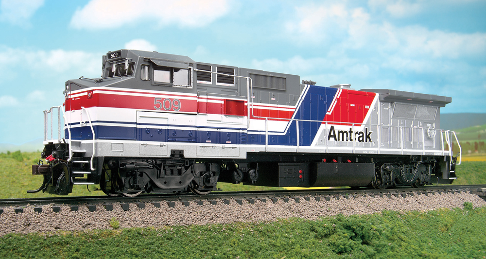 Photo of HO scale wide-cab Amtrak locomotive