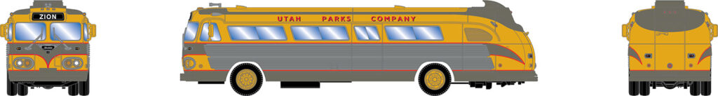 Yellow and silver 1940s intercity bus