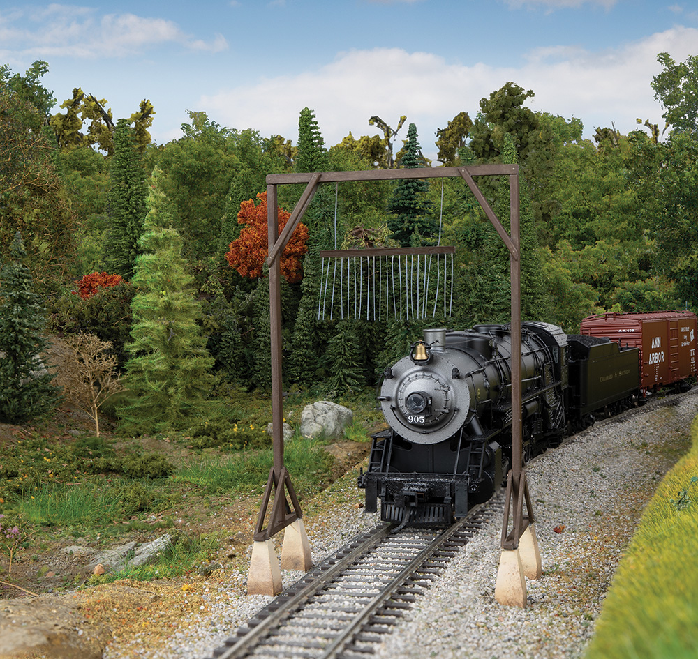 Steam train going under telltales