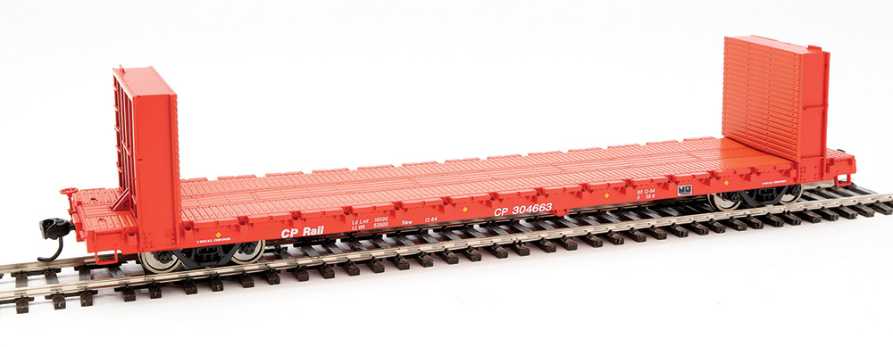 Red bulkhead flatcar