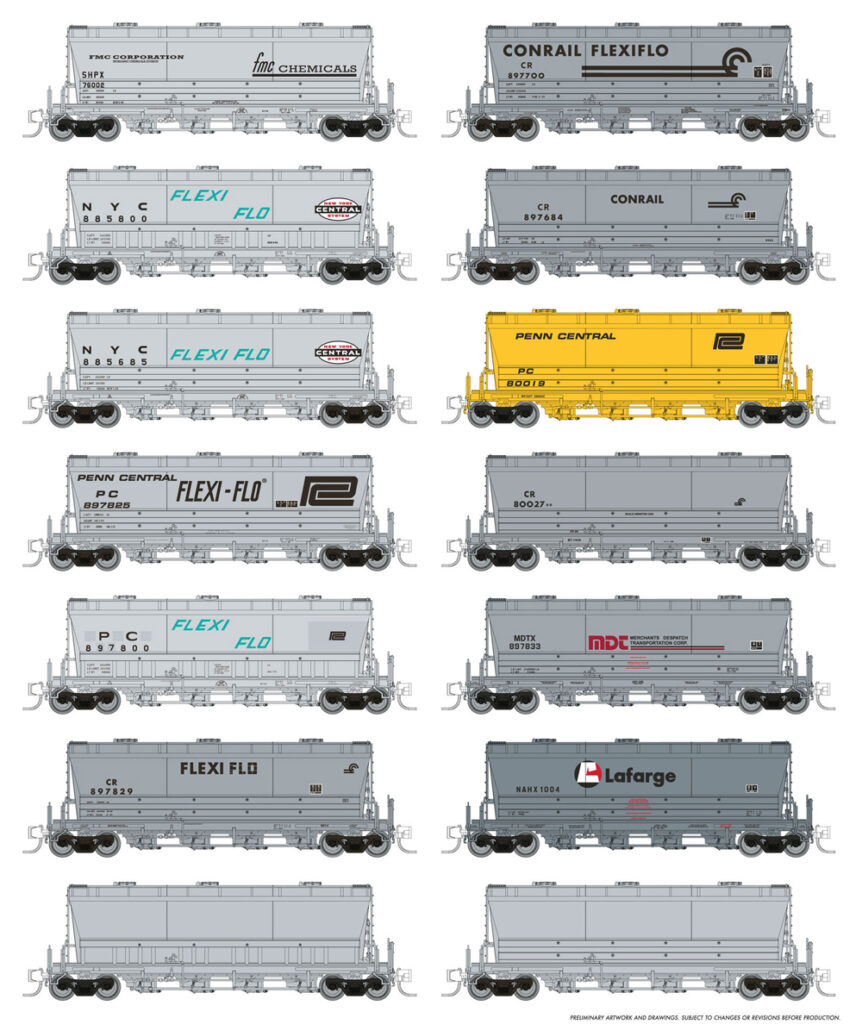Drawing of 14 covered hoppers
