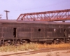 ALT: The shell of a Chesapeake & Ohio locomotive used to transport diesel engines