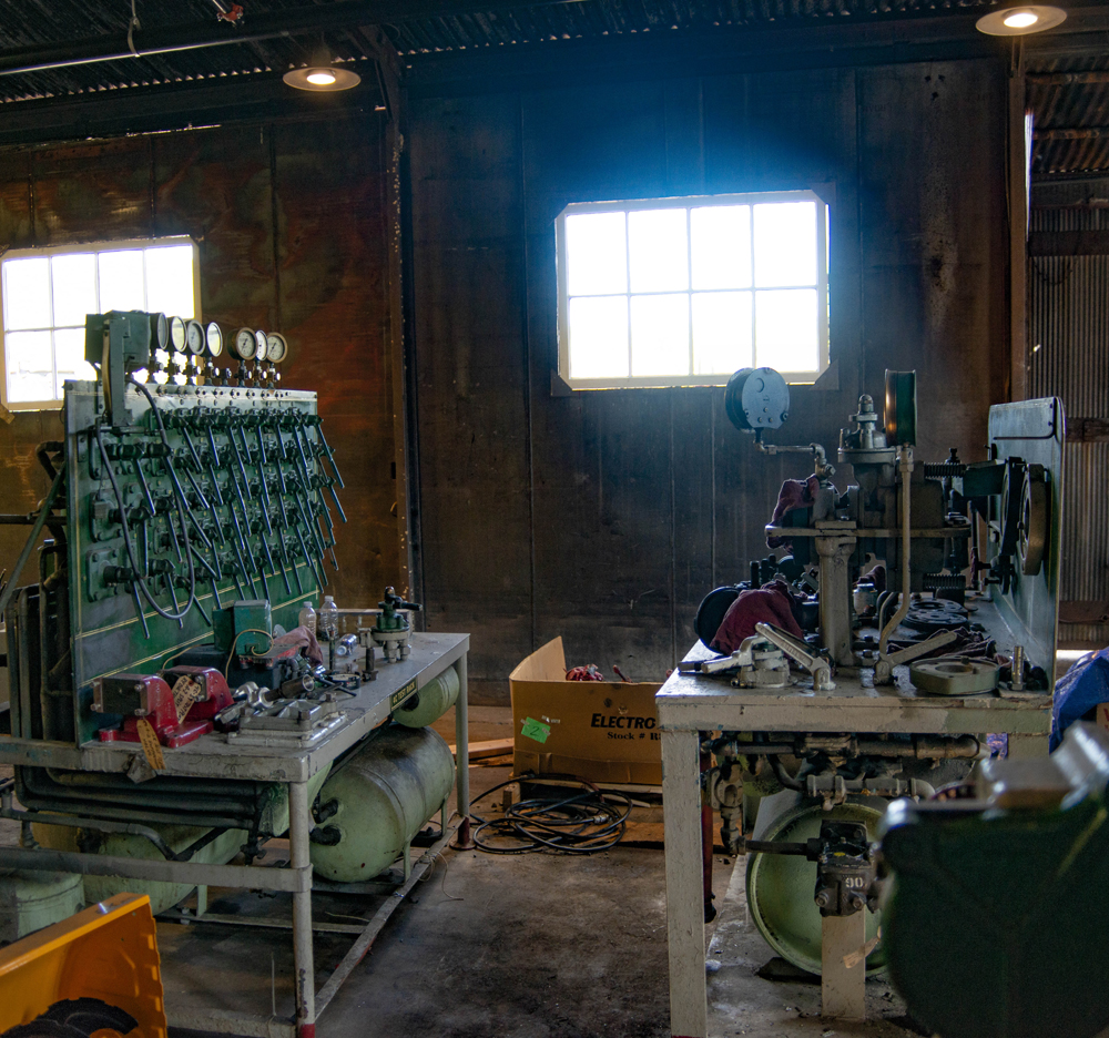 Equipment in shop building