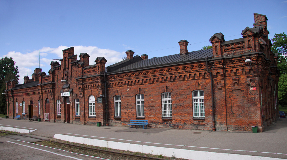 Brick railway station in Eastern Europe