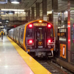 Subway train at station