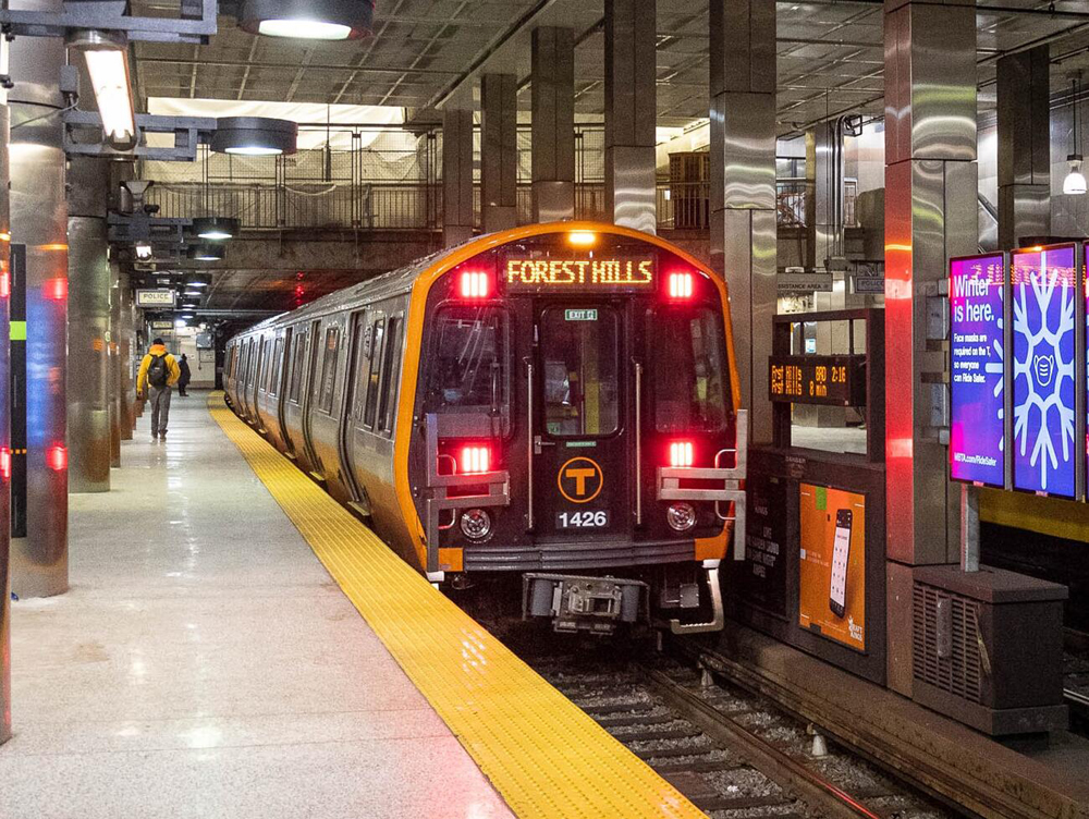 Subway train at station