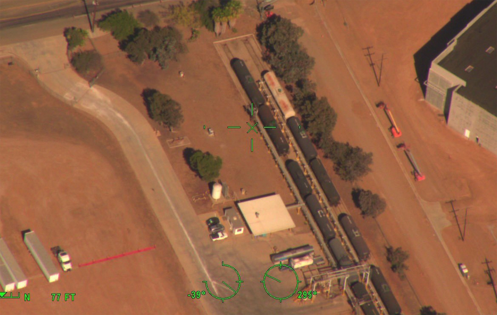 Aerial view of tank cars