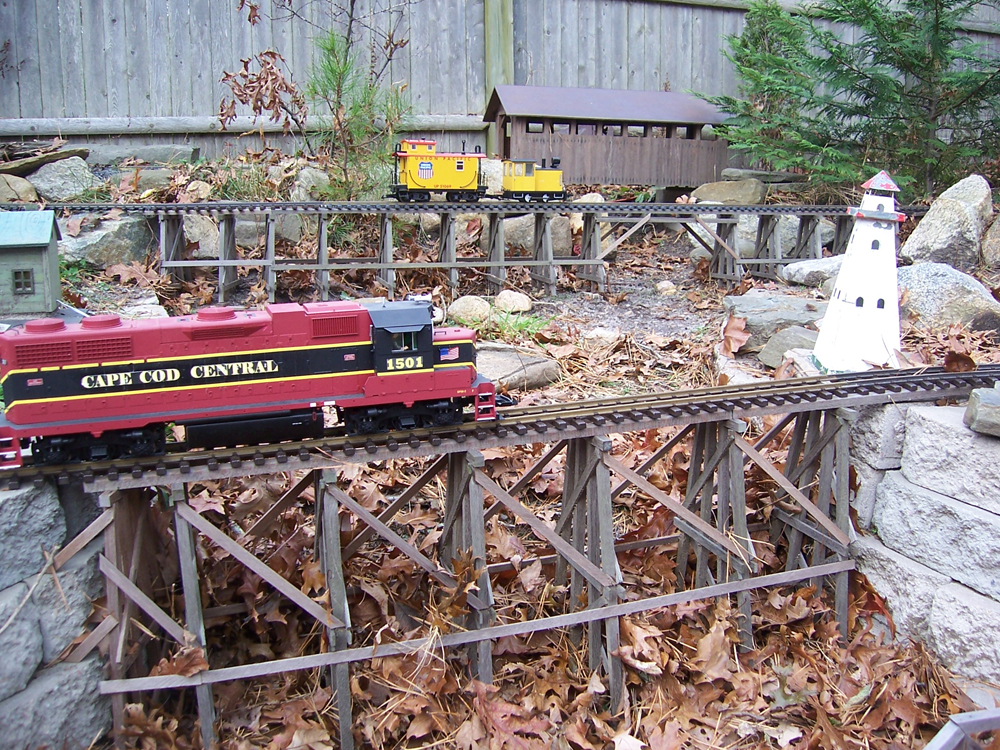Remove leaf debris from trestles: model trestles with leaves