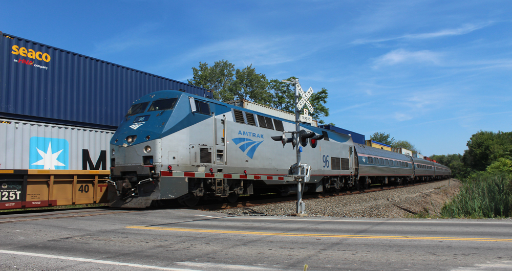 Amtrak train reaches grade crossing