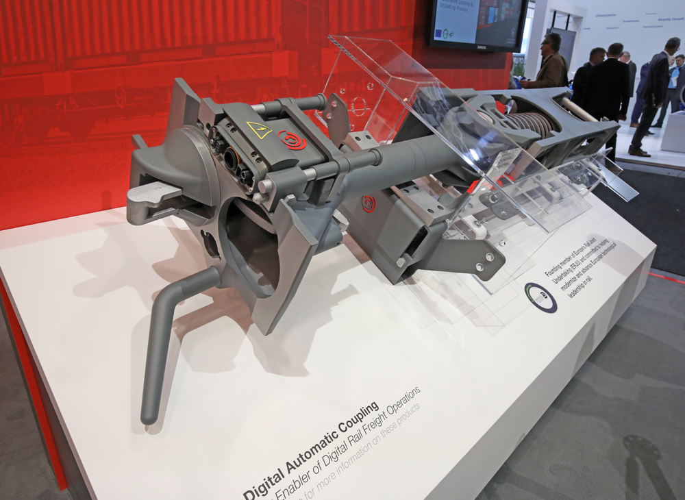 View of European coupler assembly in display case