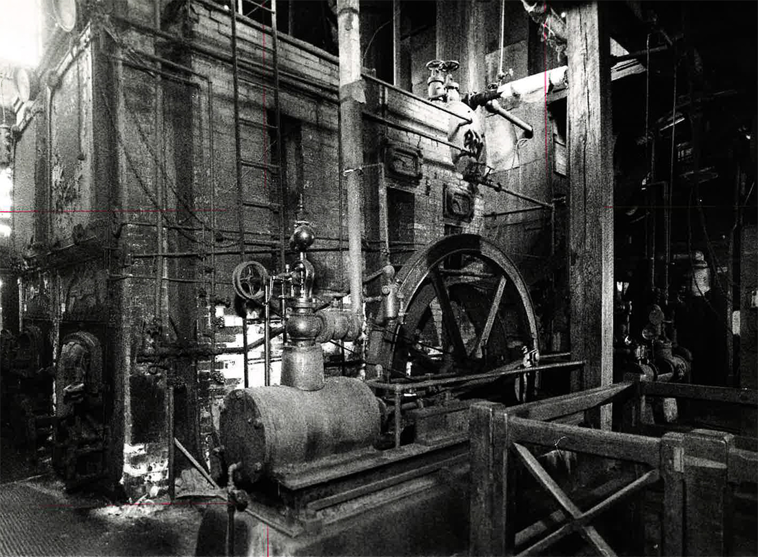 100 h.p. stationary steam engine in the East Broad Tip Railroad shop
