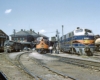 Streamlined Central of Georgia locomotives lined up at station