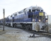 Four diesel locomotives on freight train