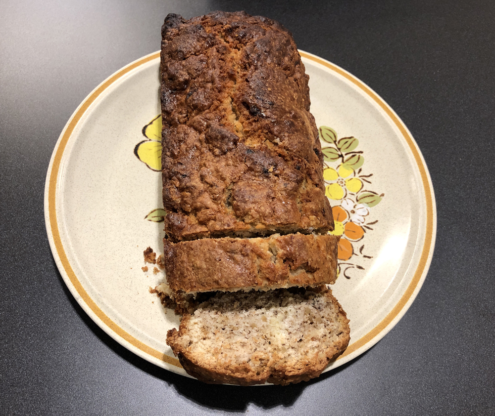 oaf of banana bread on a plate