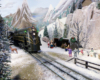 model locomotive in winter scene