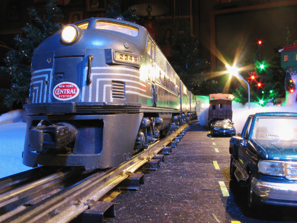 close up of steam locomotive on layout