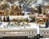 Christmas scene on S gauge layout with Department 56 buildings
