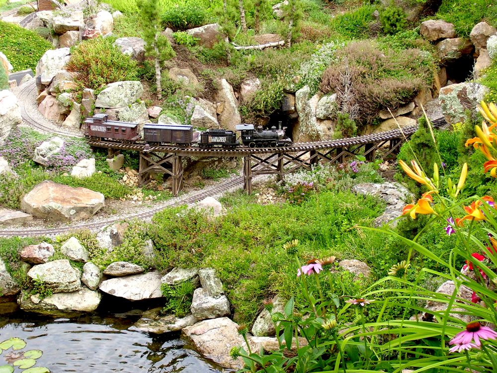  model train in garden railway scene