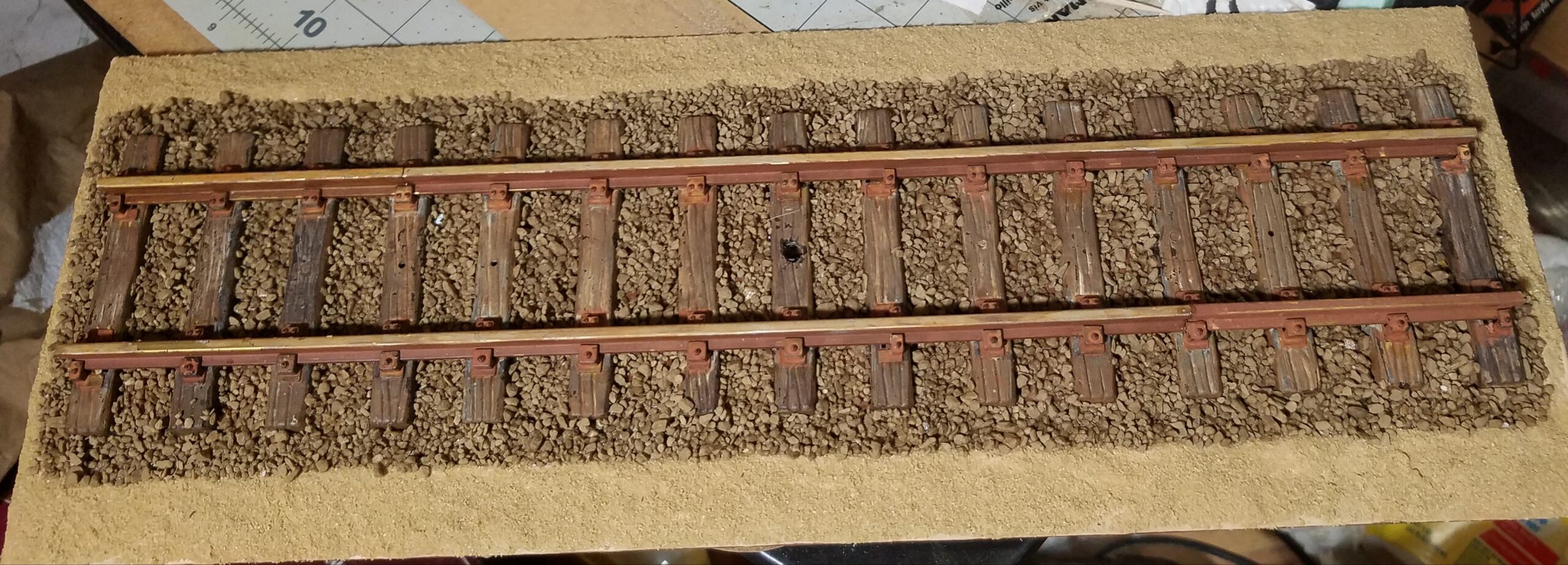 LGB track on thin plywood with ballast