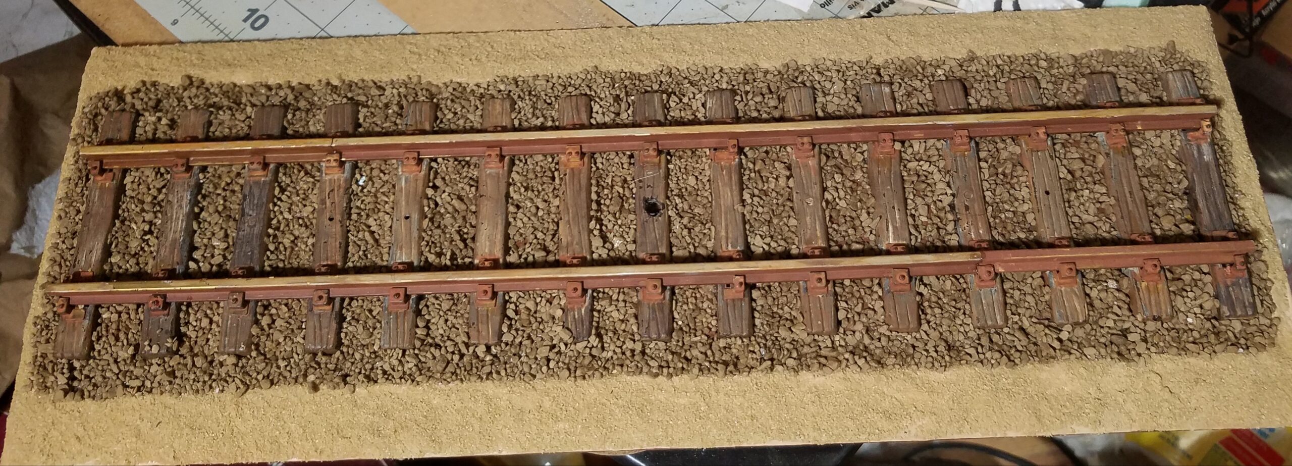 LGB track on thin plywood with ballast