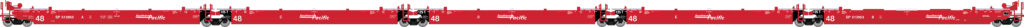 Drawing of red articulated well cars