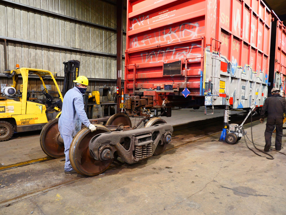 train wheels in shop