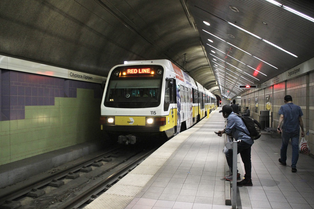 Light-rail train at underground station
