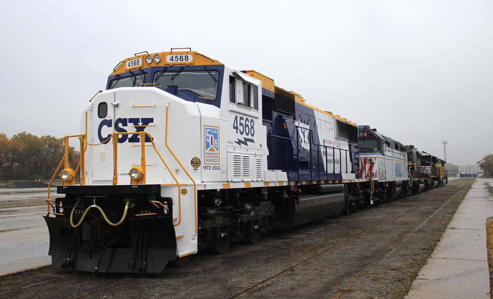 Five locomotives on siding