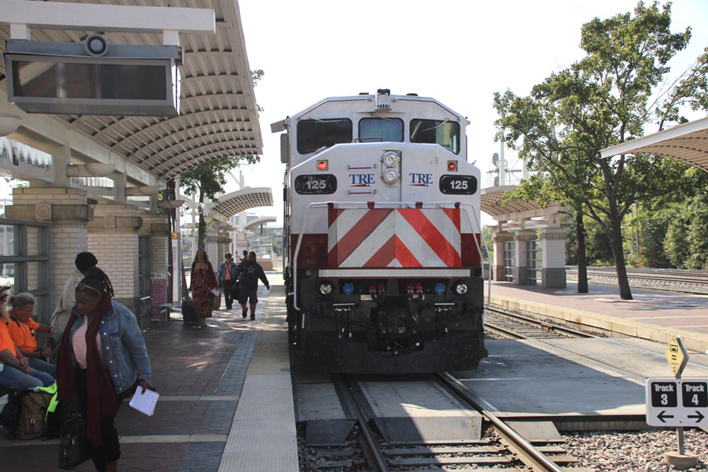 Locomotive at passenger station platform