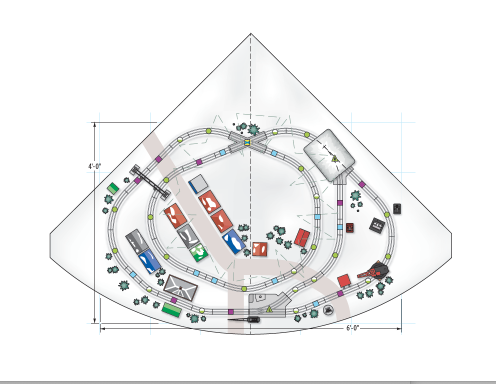 Christmas tree track plan with noted components