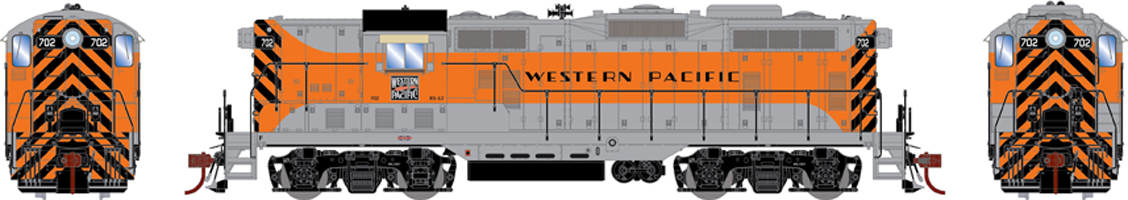 A gray and orange locomotive against a white background.