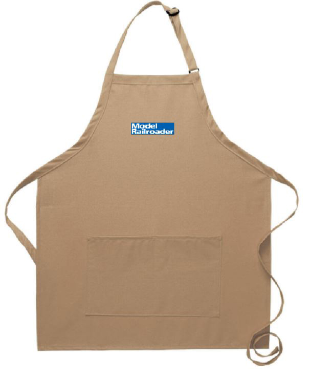 Photo of khaki apron on white background