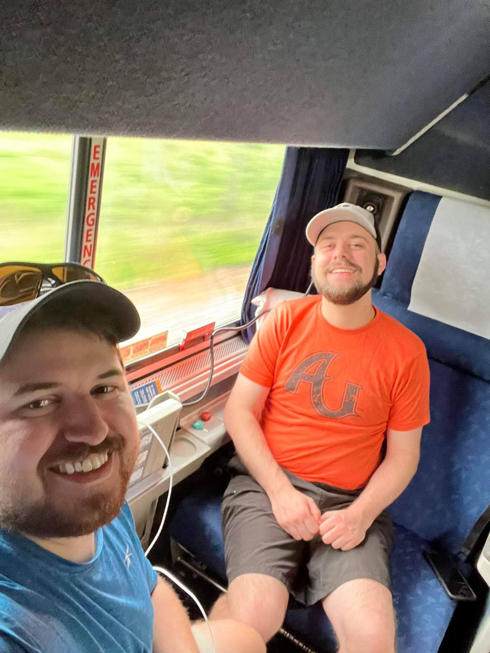 two guys in Amtrak roomette