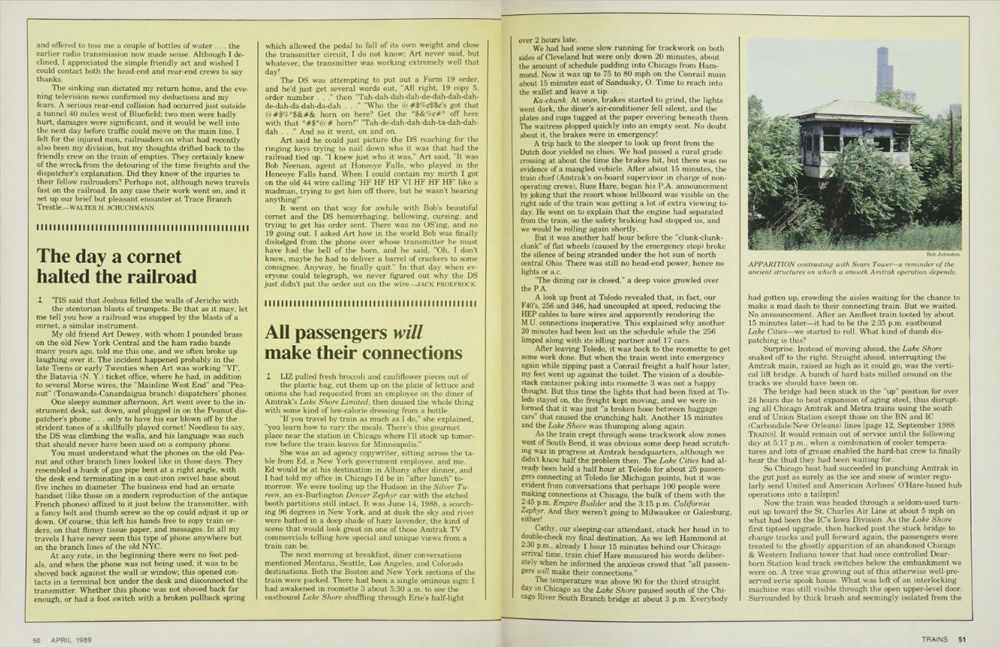 Magazine spread, April 1989 issue Trains Magazine