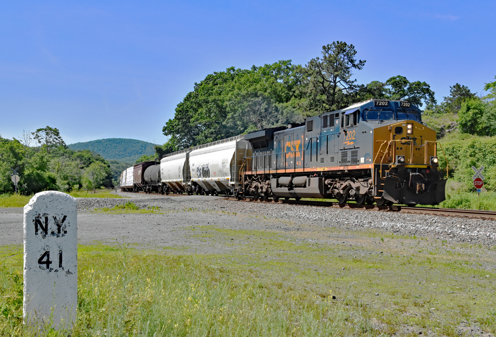 Locomotive with mix of freight cars