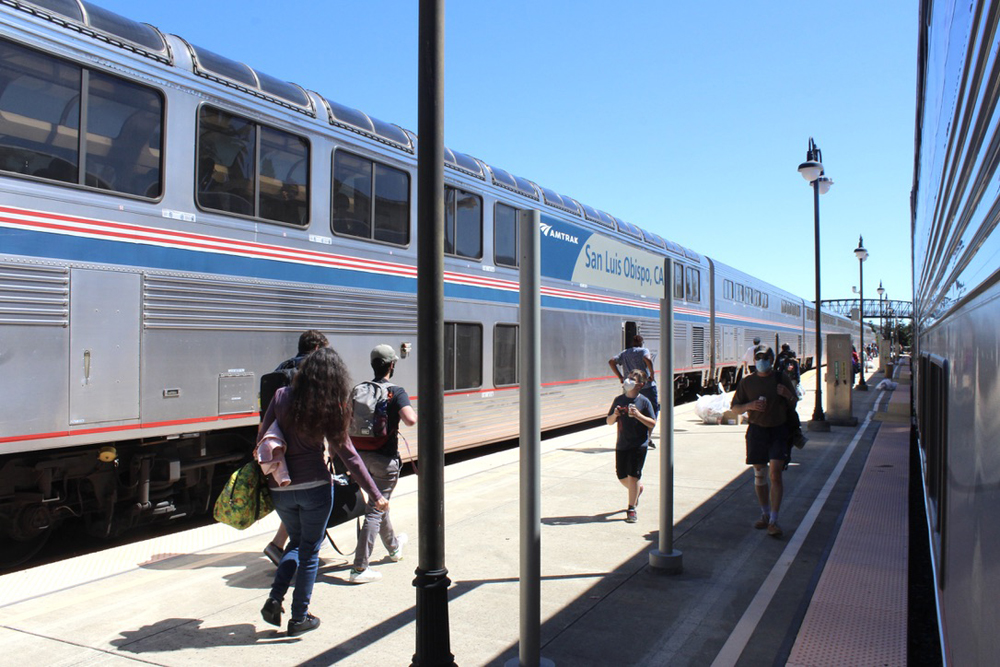 Two trains at station