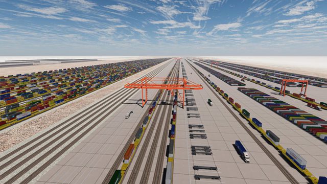 Rendering of large intermodal terminal