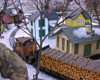 model diesel with load of logs on garden railway