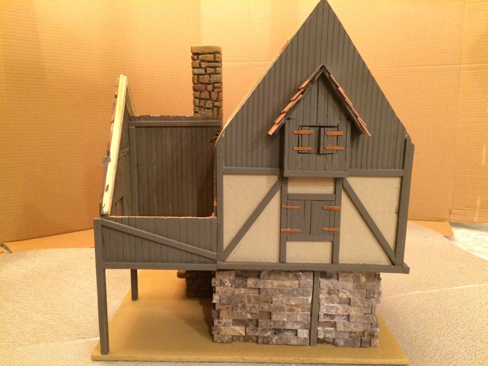 adding half-timbers to model cottage