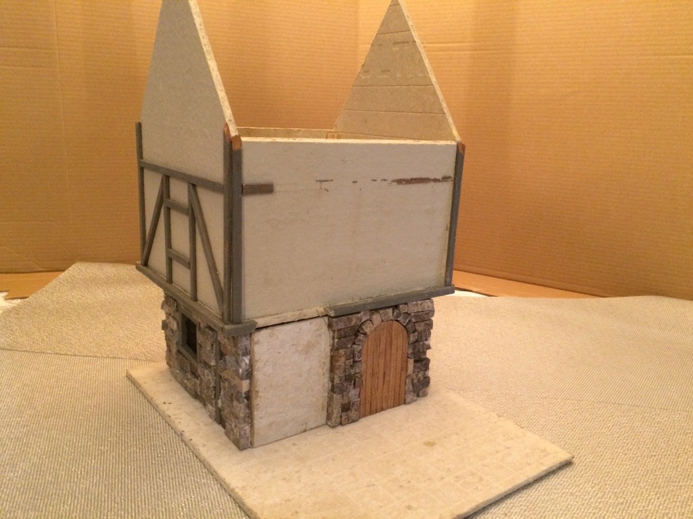 gluing walls to model cottage