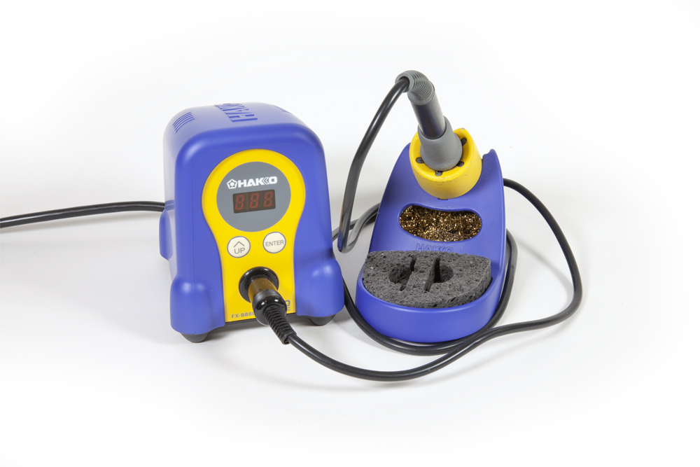 Handy tools for DCC wiring projects: A purple soldering station from Hakko.