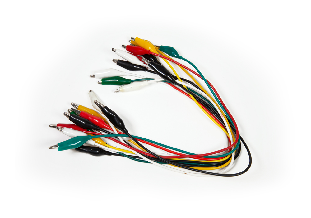 A series of multicolored leads are shown against a white background.