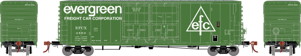 A green model boxcar against a white background