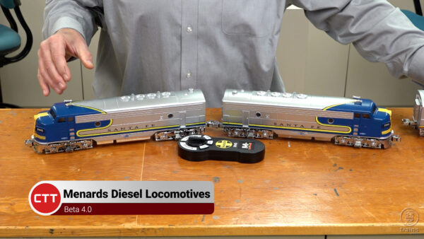 The Menards Beta 4 Santa Fe locomotives