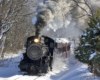 steam train in snow