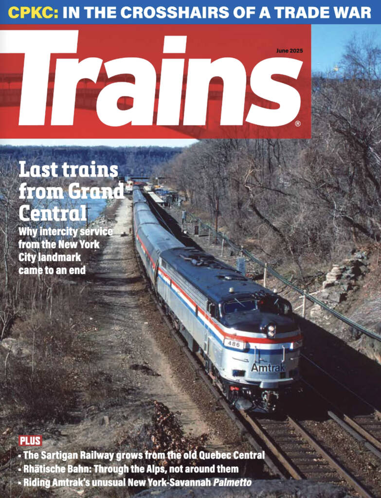 The June 2025 cover of Trains magazine