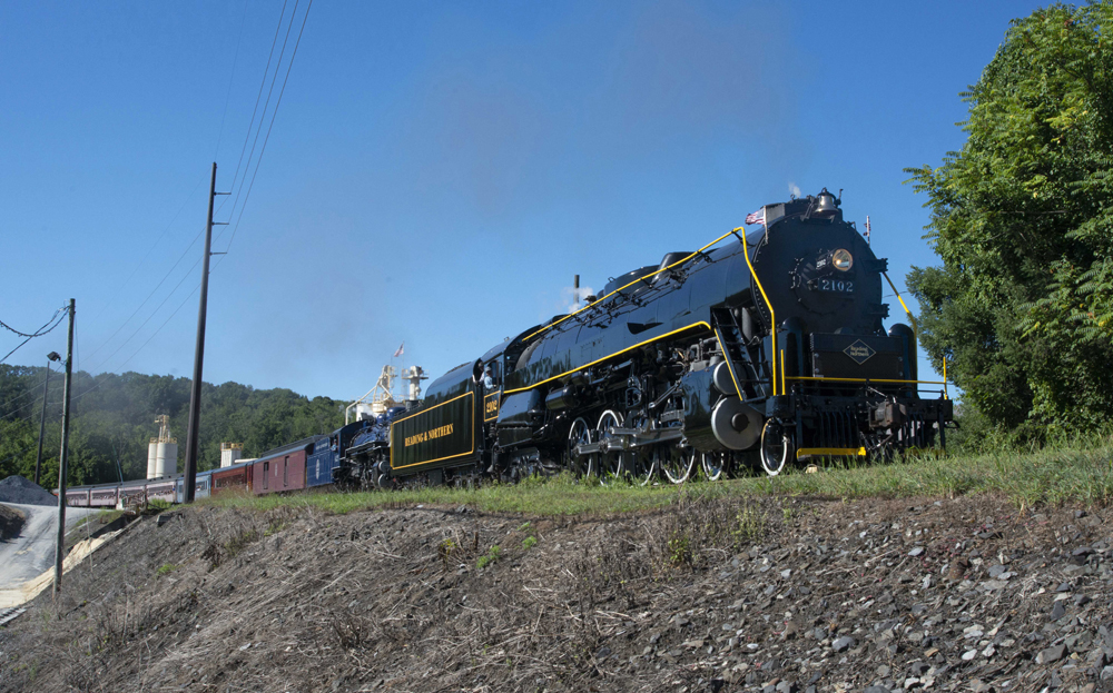 Steam locomotive on curve