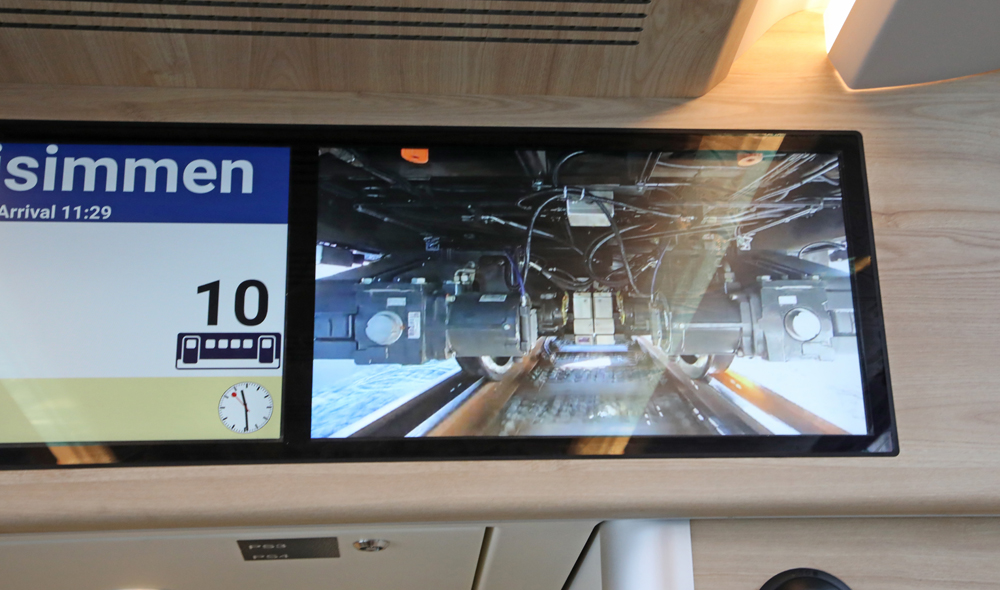 Image of video screen on board train