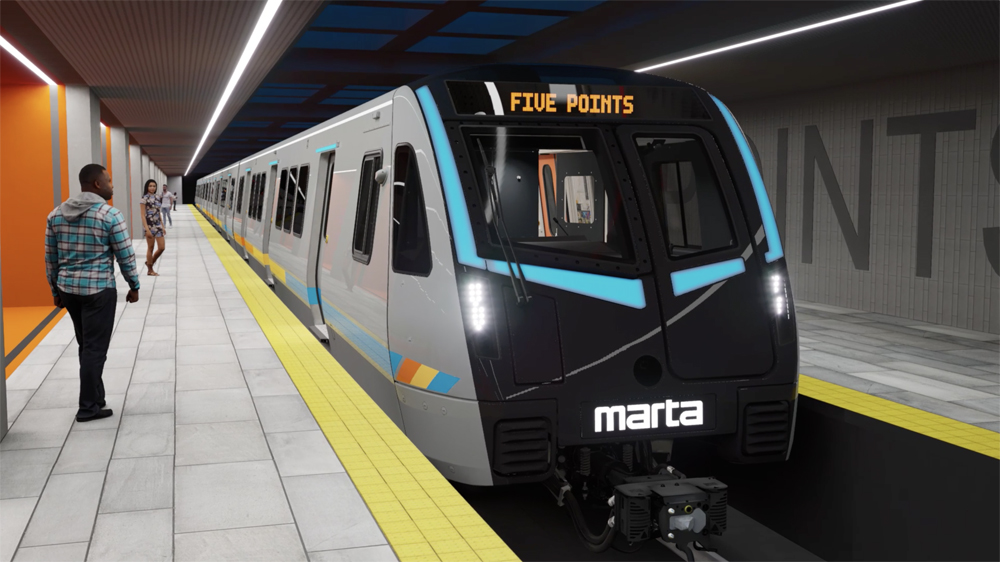 Rendering of train in subway station
