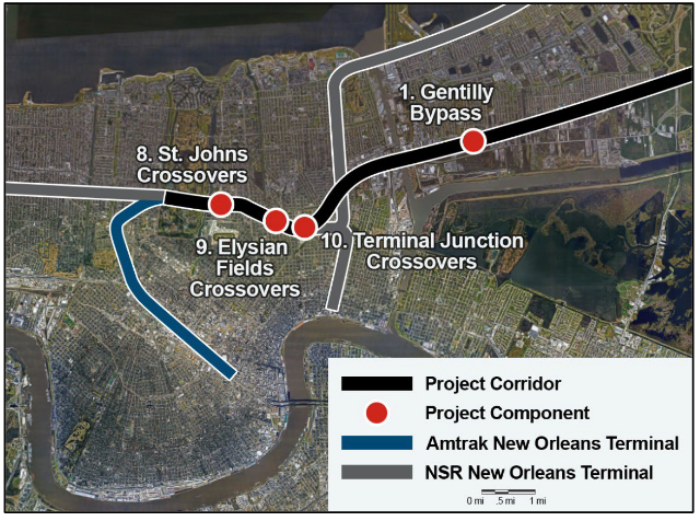 Map showing location of planned infrastructure work in New Orleans area
